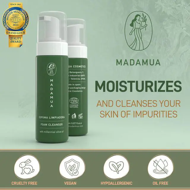 Alt view image 2 of 7 - Organic Facial Foam, Gentle Oxygenating Foaming Face Wash for Women | Natural & Hydrating Facial Cleanser for Deep Cleaning | Organic Face Wash for Women | Foaming Travel Millennial Olive Oil Cleanser