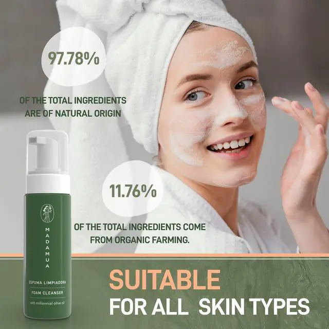 Alt view image 5 of 7 - Organic Facial Foam, Gentle Oxygenating Foaming Face Wash for Women | Natural & Hydrating Facial Cleanser for Deep Cleaning | Organic Face Wash for Women | Foaming Travel Millennial Olive Oil Cleanser