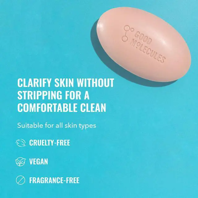 Alt view image 2 of 7 - Good Molecules Clarify and Cleanse Bar - Soap Free Bar with Salicylic Acid, BHA for Skin Tone Balancing and Cleansing - Body and Facial Cleanser, Skin Care for Face