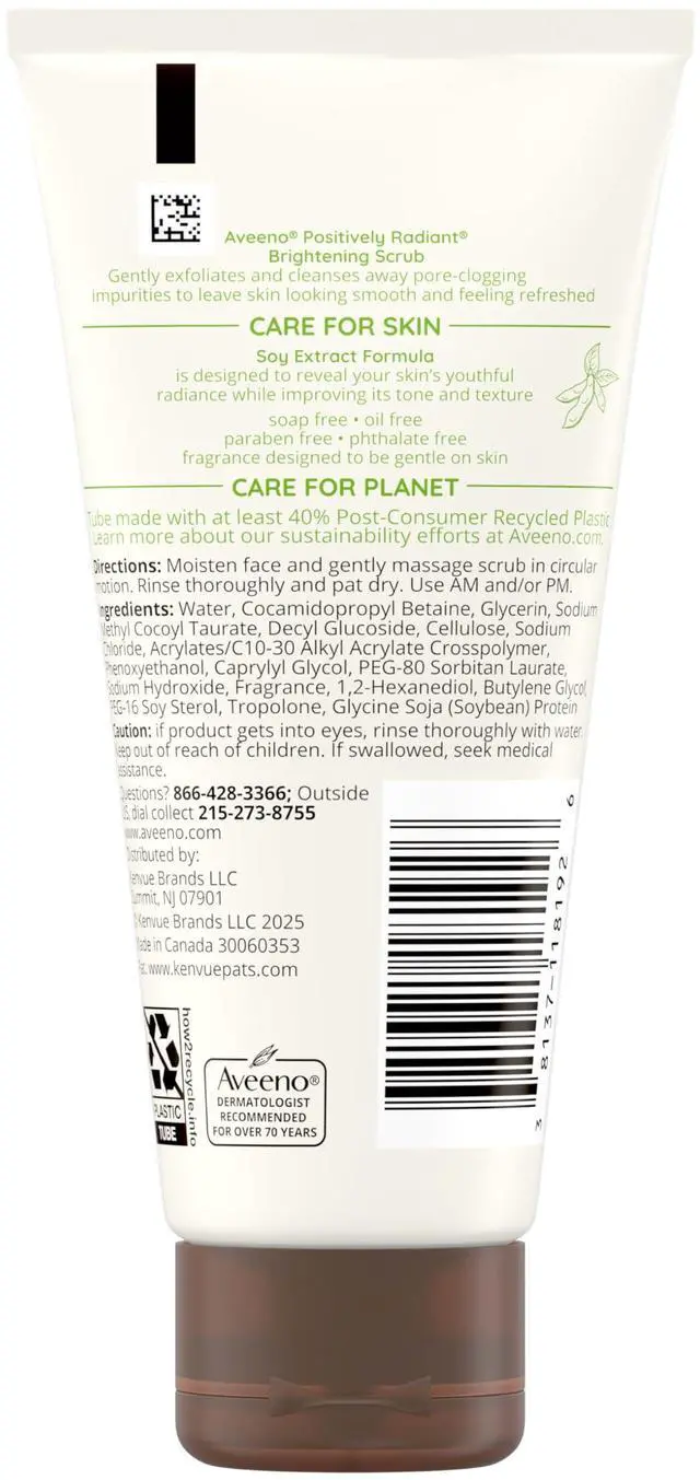 Alt view image 5 of 5 - Positively Radiant Skin Brightening Exfoliating Daily Facial Scrub, Moisture-Rich Soy Extract, helps improve skin tone & texture, Oil-& Soap-Free, Hypoallergenic, Travel Size, 2 oz