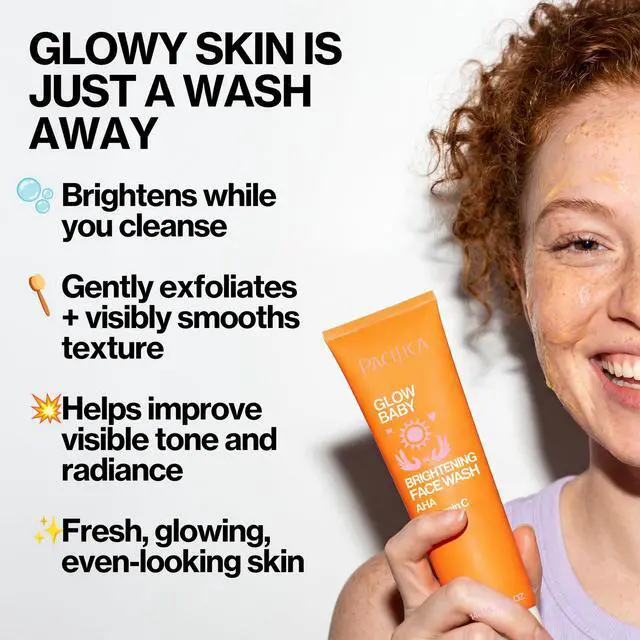 Alt view image 2 of 7 - Mini Glow Baby Brightening Facial Cleanser 1.4 oz Vitamin C & Glycolic Acid (AHA) Face Wash Daily Cleanser for Anti-Aging Exfoliating for Smooth, Even Glowing Skin Vegan Clean Beauty