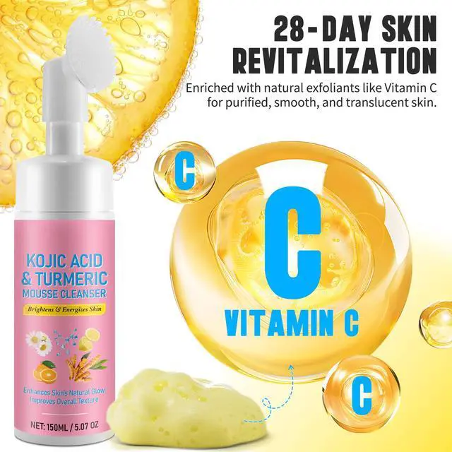 Alt view image 2 of 7 - Turmeric Facial Cleanser,Urmeric Facial Foam Foaming Face Wash, Deep Cleaning Turmeric Foaming Cleanser for All Skin 150ML