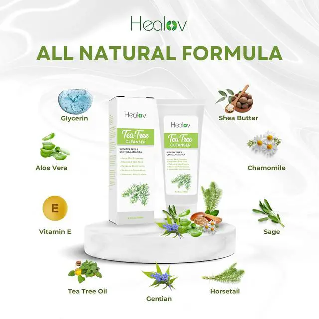Alt view image 6 of 7 - Tea Tree Face Wash Natural Tea Tree Soap Exfoliating Facial Cleanser Tea Tree Oil Fights Acne, Skin Irritation and Prevents Breakouts Deeply Cleansing, Hydrating Liquid Soap for Calm Fresh Skin