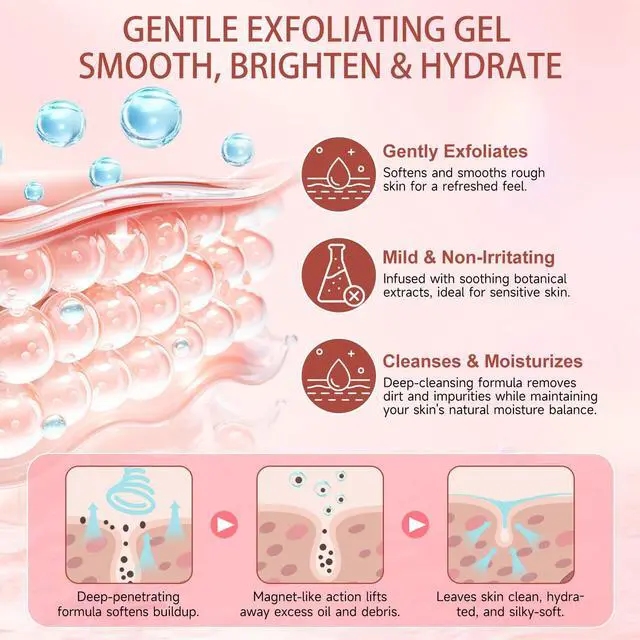 Alt view image 5 of 7 - Purifying Exfoliating Gel, Natural Exfoliating Purifying Cream, Facial Exfoliator Cleanser, Gentle Face Wash-Cleansing Moisturizing Peeling Gel, For All Skin Types (1.76 Fl Oz (Pack of 1))