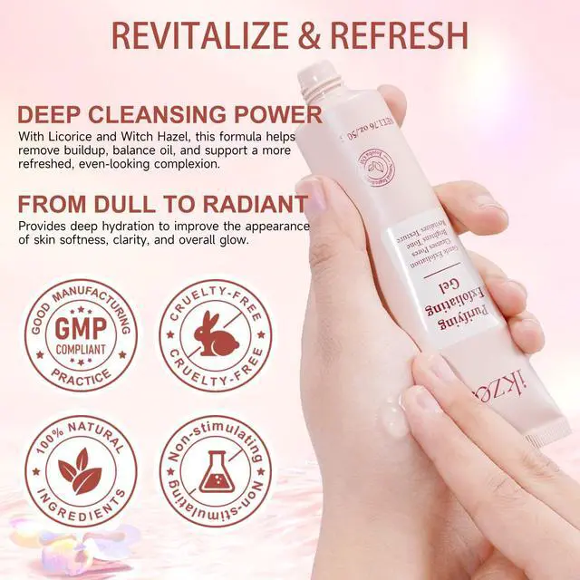 Alt view image 7 of 7 - Purifying Exfoliating Gel, Natural Exfoliating Purifying Cream, Facial Exfoliator Cleanser, Gentle Face Wash-Cleansing Moisturizing Peeling Gel, For All Skin Types (1.76 Fl Oz (Pack of 1))