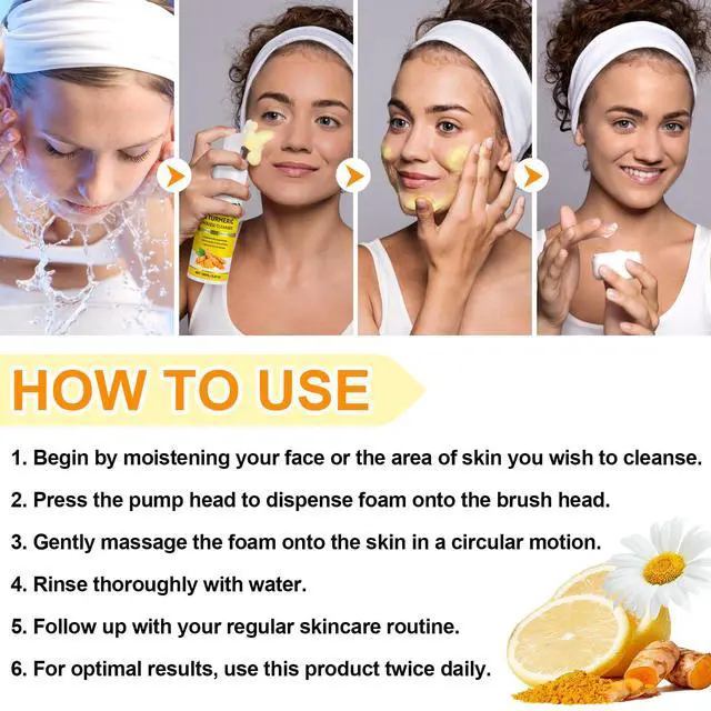 Alt view image 4 of 7 - Turmeric Cleansing Mousse, Turmeric Foaming Facial Cleanser Urmeric Facial Foaming Cleanser for All Skin 150ml