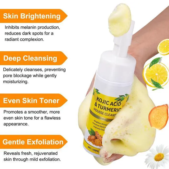 Alt view image 3 of 7 - Turmeric Cleansing Mousse, Turmeric Foaming Facial Cleanser Urmeric Facial Foaming Cleanser for All Skin 150ml