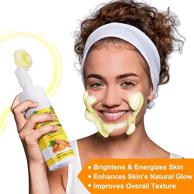 Alt view image 2 of 7 - Turmeric Cleansing Mousse, Turmeric Foaming Facial Cleanser Urmeric Facial Foaming Cleanser for All Skin 150ml