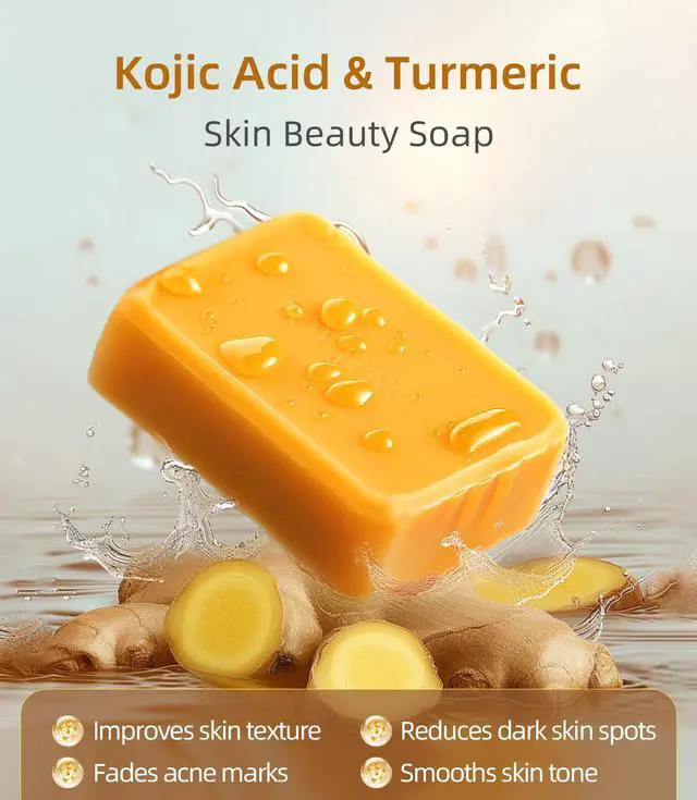 Alt view image 2 of 6 - Acid Turmeric Soap Bar Dark Spots for Face & Body, Deep Cleansing, Gentle Soap Sensitive Skin Formula, All Skin Types
