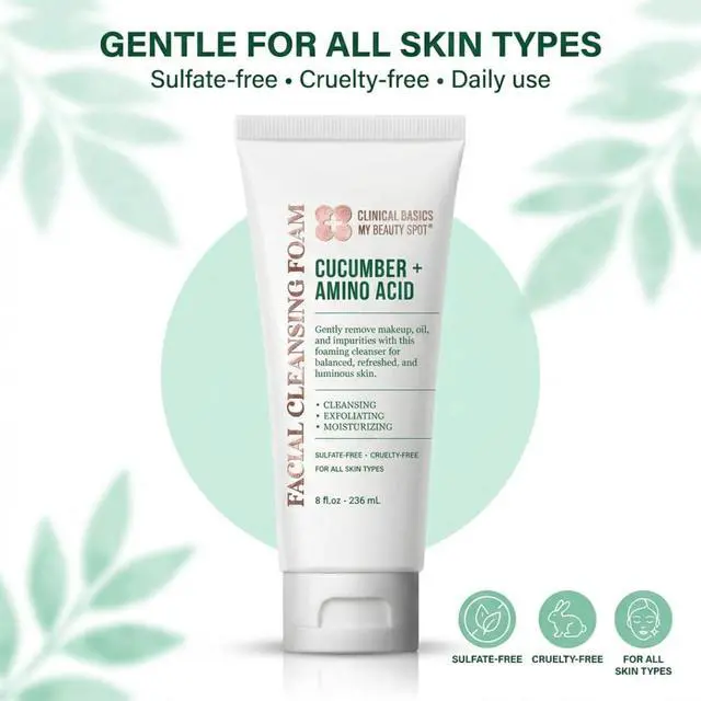 Alt view image 4 of 7 - Cucumber + Amino Acid Facial Cleansing Foam, Gentle Foaming Face Wash for Moisturizing & Refreshing Skin, 8 oz
