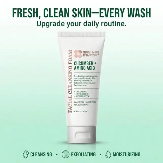 Alt view image 7 of 7 - Cucumber + Amino Acid Facial Cleansing Foam, Gentle Foaming Face Wash for Moisturizing & Refreshing Skin, 8 oz