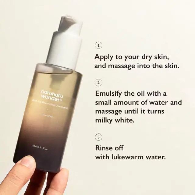 Alt view image 3 of 7 - wonder Black Rice Moisture Cleansing Oil, Travel Size, Double Cleansing, Daily Makeup remover, Pore Oil Cleanser, Korean Skincare, Non-comedogenic, Vegan, 1.0 fl oz