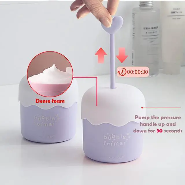 Alt view image 3 of 7 - Face Wash Foam Maker, Facial Cleanser Foam Cup Froth Whip Bubble Maker Skin Care Face Wash Foamer, Deep Skincare Cleaner Tools, for Home Travel(COLOR:blue)