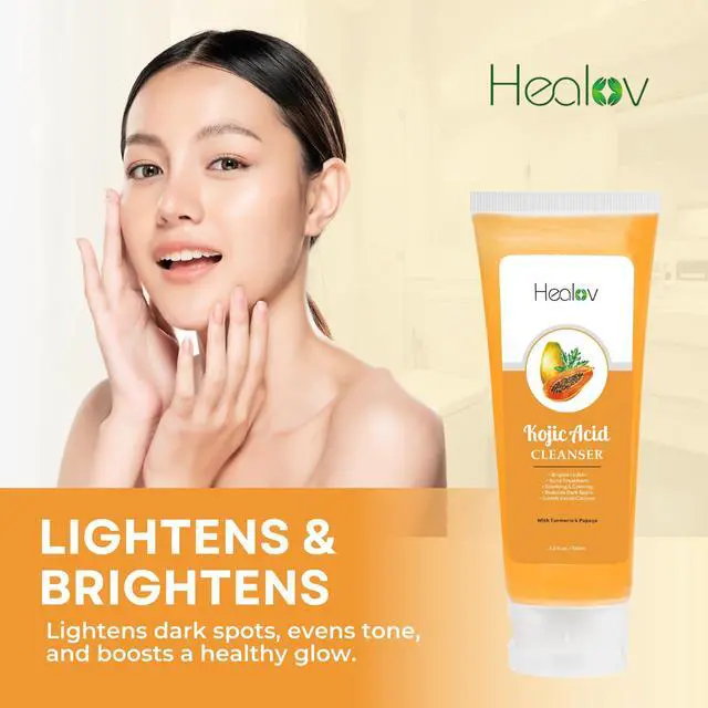 Alt view image 2 of 7 - Acid Soap Skin Brightening Kojic Papaya Face & Body Wash for Hyperpigmentation Dark Spot Soap Reduces Acne, Scars, and Enhances Skin Tone Turmeric Facial Cleanser for Brighter Glowing Skin