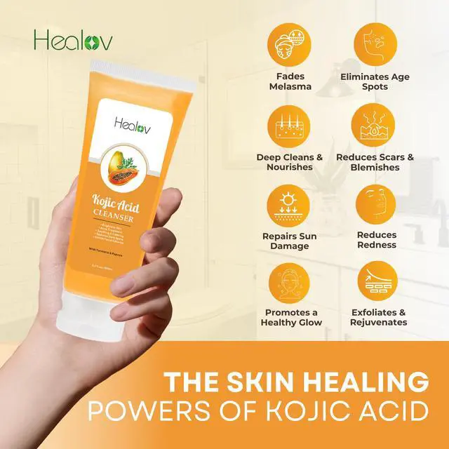 Alt view image 6 of 7 - Acid Soap Skin Brightening Kojic Papaya Face & Body Wash for Hyperpigmentation Dark Spot Soap Reduces Acne, Scars, and Enhances Skin Tone Turmeric Facial Cleanser for Brighter Glowing Skin