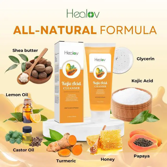 Alt view image 5 of 7 - Acid Soap Skin Brightening Kojic Papaya Face & Body Wash for Hyperpigmentation Dark Spot Soap Reduces Acne, Scars, and Enhances Skin Tone Turmeric Facial Cleanser for Brighter Glowing Skin