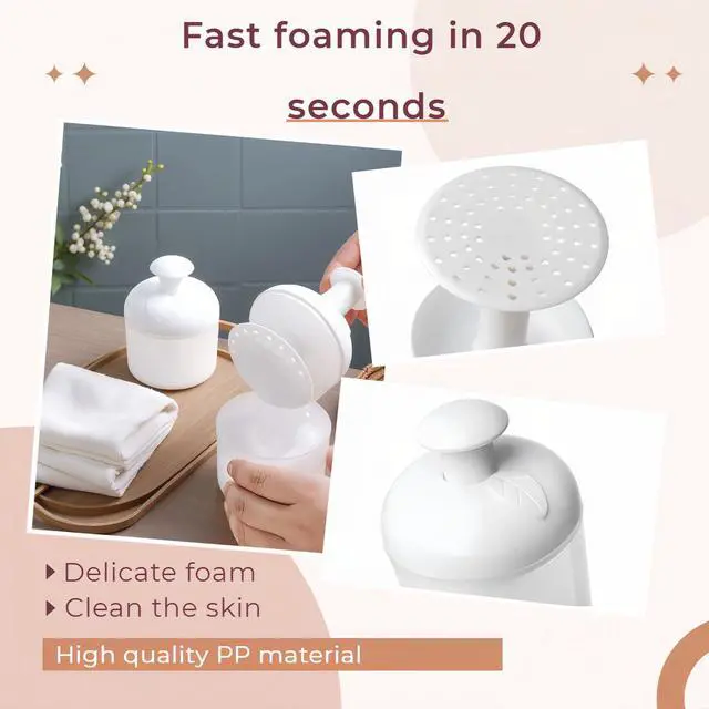 Alt view image 2 of 7 - Portable Facial Cleanser Foamer/Facial Foam Maker - 20s Rich Lather, Deep Clean & Gentle, Portable, BPA-Free, Leaf Design (80g)-Elegant Leaf Design-Travel