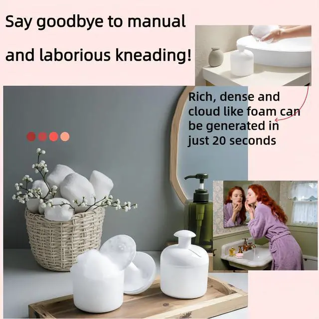 Alt view image 4 of 7 - Portable Facial Cleanser Foamer/Facial Foam Maker - 20s Rich Lather, Deep Clean & Gentle, Portable, BPA-Free, Leaf Design (80g)-Elegant Leaf Design-Travel