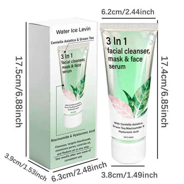 Alt view image 6 of 6 - Green Tea Mask Cleanser, 3-in-1 Facial Wash, Gentle Pore Care Mask, Firm and Hydrating Foaming Facial Cleanser, Centella Asiatica for Acne-Prone & Sensitive Skin, Korean Skincare