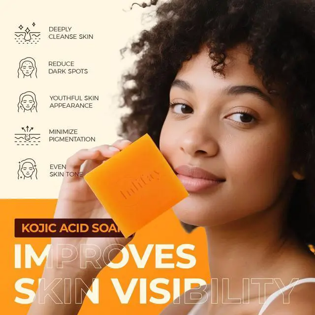 Alt view image 3 of 7 - Acid Turmeric Soap: Dark Spot Remover for Face Body - Skin Cleansing Bar for Women with Hyperpigmentation - Home Travel Use in Summer