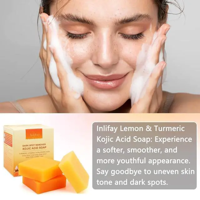 Alt view image 7 of 7 - Acid Turmeric Soap: Dark Spot Remover for Face Body - Skin Cleansing Bar for Women with Hyperpigmentation - Home Travel Use in Summer