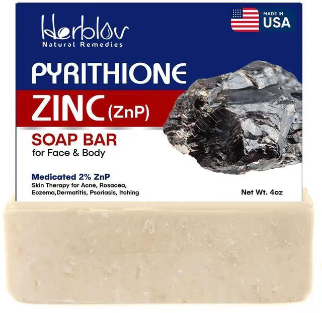 Main image of Zinc Soap Bar for Face & Body, 4oz | 2% ZnP Bar Soap Skin Therapy Cleanser for Acne, Rosacea, Eczema, Dermatitis, Psoriasis, Itching | Cleansing, Calming Facial Wash | Made in USA