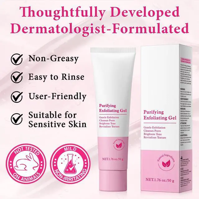 Alt view image 4 of 7 - Purifying Exfoliating Gel, 2 Pack Face Facial Exfoliator Cleanser, Gentle Face Scrub Exfoliating Gel Purifying for Facial & Body Deep Cleansing, Regulates Water & Oil Balance, Smoother & Softer