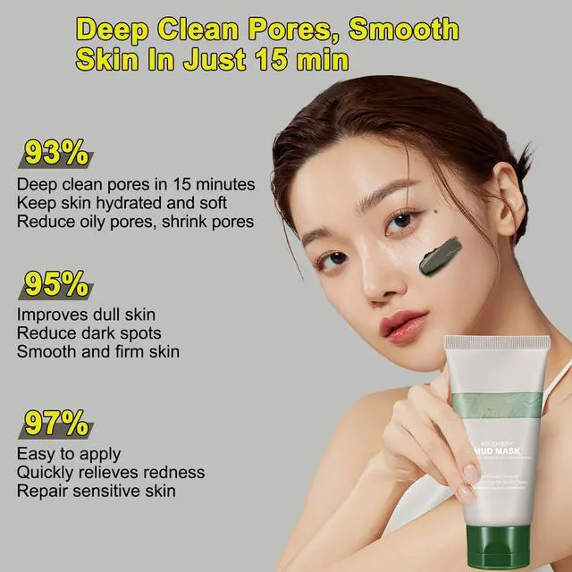 Alt view image 2 of 7 - Mud Mask, Relief Mud Mask for Face & Body, Deep Cleansing & Hydrating Clay Mask, Deep Pore Cleanser Oil Control Wash Off Body Mud