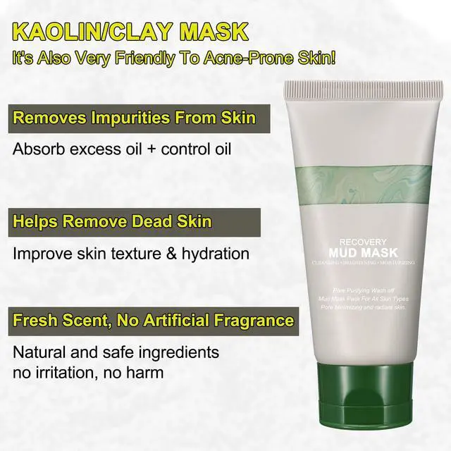 Alt view image 4 of 7 - Mud Mask, Relief Mud Mask for Face & Body, Deep Cleansing & Hydrating Clay Mask, Deep Pore Cleanser Oil Control Wash Off Body Mud
