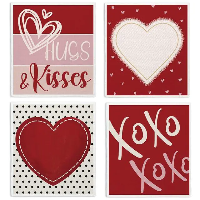Main image of Swedish Dishcloths for Kitchen, Red Swedish Dish Cloths for Love, Papaya Reusable Paper Towels, 4 Pack Dish Towels for Kitchen, Reusable Paper Cleaning Cloths Washable