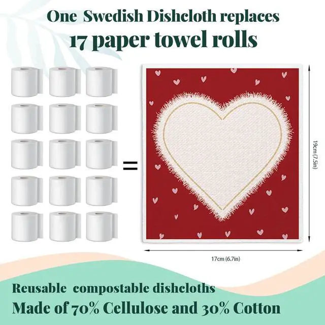 Alt view image 2 of 7 - Swedish Dishcloths for Kitchen, Red Swedish Dish Cloths for Love, Papaya Reusable Paper Towels, 4 Pack Dish Towels for Kitchen, Reusable Paper Cleaning Cloths Washable
