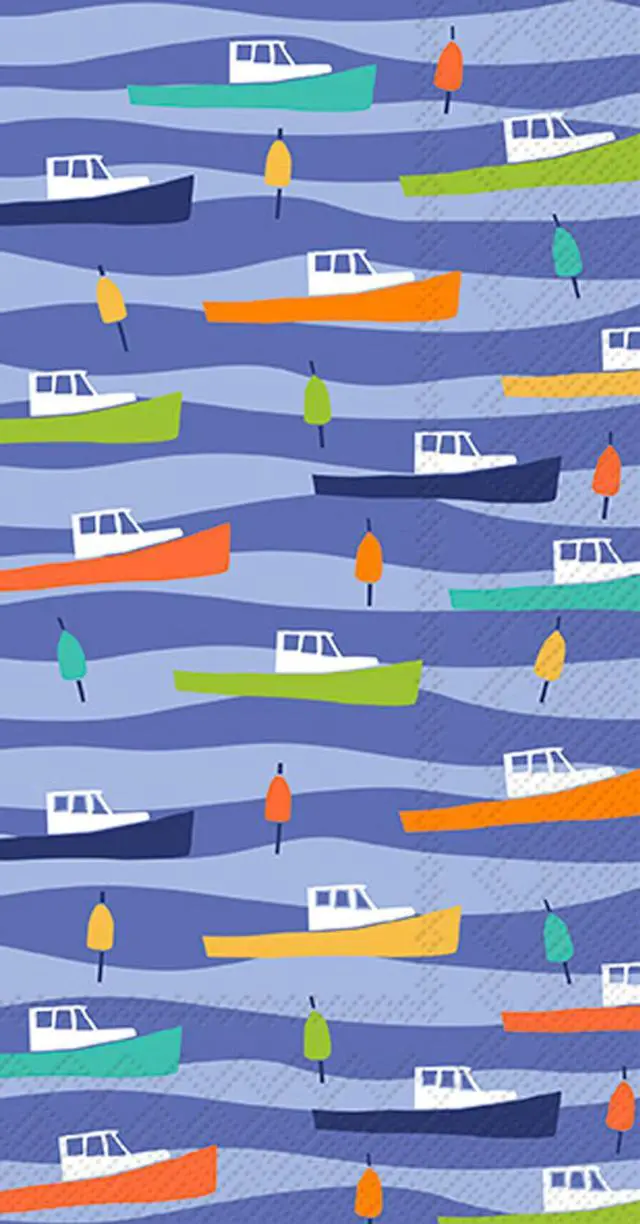 Main image of Dinner Napkins Disposable 3-Ply Paper Hand Towels, 8.5" x 4.5", Lobster Boats, 16-Count