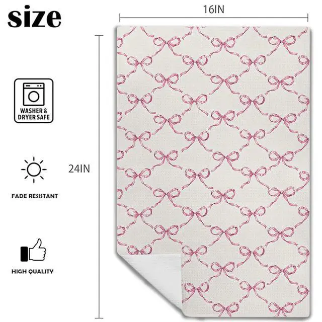 Alt view image 7 of 7 - Preppy Pink Kitchen Towels - 24x16 Inch Pink Decorative Hand Towels With Bows