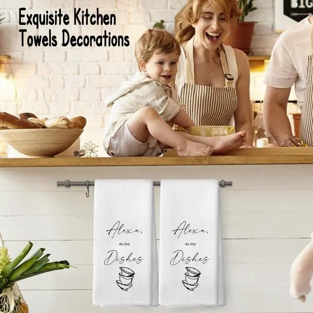 Alt view image 3 of 5 - Funny Bar Kitchen Bathroom Decor Towels - Funny Housewarming Kitchen Dish Towels Gift for Family Friends Colleagues(Waffle Weave 16x24 Inches)