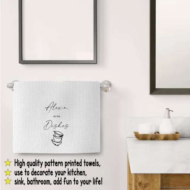 Alt view image 5 of 5 - Funny Bar Kitchen Bathroom Decor Towels - Funny Housewarming Kitchen Dish Towels Gift for Family Friends Colleagues(Waffle Weave 16x24 Inches)