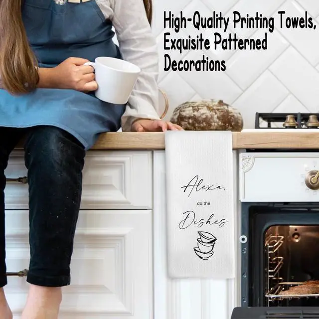 Alt view image 2 of 5 - Funny Bar Kitchen Bathroom Decor Towels - Funny Housewarming Kitchen Dish Towels Gift for Family Friends Colleagues(Waffle Weave 16x24 Inches)