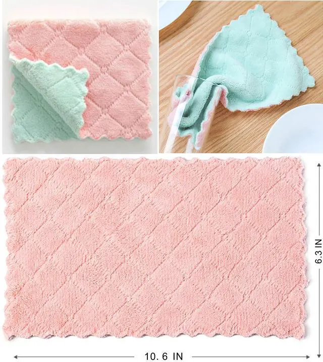 Alt view image 7 of 7 - 20 Pack Kitchen Cloth, Microfiber Dish Towels Washcloths, Super Absorbent Coral Velvet Dishtowels, Premium Cleaning Cloths,Non-Stick Oil Quick Dry Dish Towels, Soft Tea Towel, Table Cleaning Cloths.