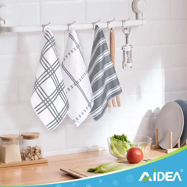 Alt view image 2 of 7 - Kitchen Towels, Absorbent Dish Towels for Kitchen, Soft Dish Cloth for Home, Multi-Purpose DishCloths for Household Cleaning and Drying, 11 x 11, 8 Pack