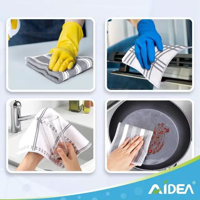 Alt view image 6 of 7 - Kitchen Towels, Absorbent Dish Towels for Kitchen, Soft Dish Cloth for Home, Multi-Purpose DishCloths for Household Cleaning and Drying, 11 x 11, 8 Pack