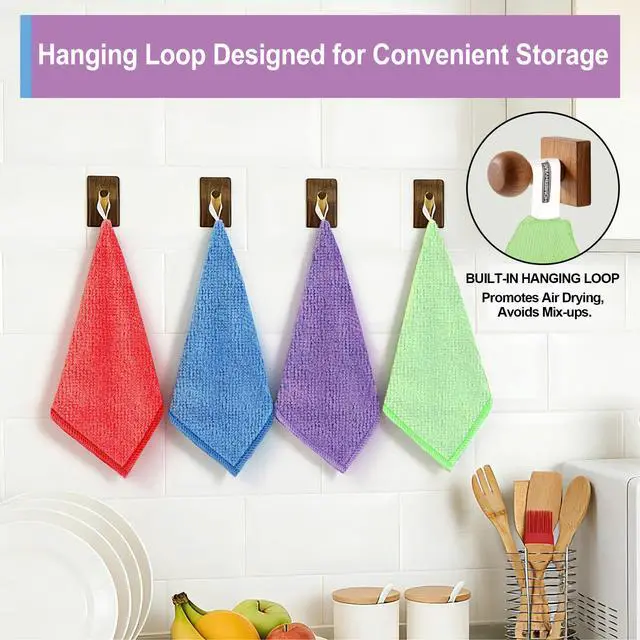 Alt view image 2 of 7 - Microfiber Cleaning Cloth, 12 Pack Cleaning Rags,12" X 11" Lint Free Dish Towels Wash Cloths, Reusable Microfiber Towels for Home and Kitchen Bathroom Apartment Cleaning Supplies, Assorted
