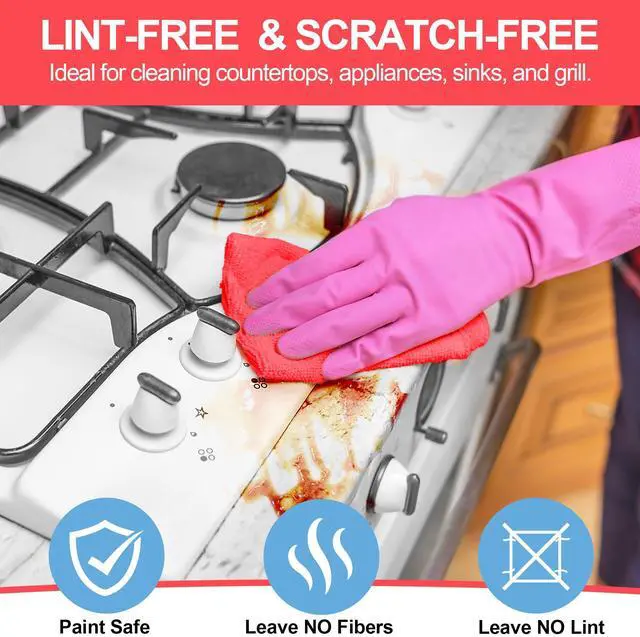 Alt view image 4 of 7 - Microfiber Cleaning Cloth, 12 Pack Cleaning Rags,12" X 11" Lint Free Dish Towels Wash Cloths, Reusable Microfiber Towels for Home and Kitchen Bathroom Apartment Cleaning Supplies, Assorted
