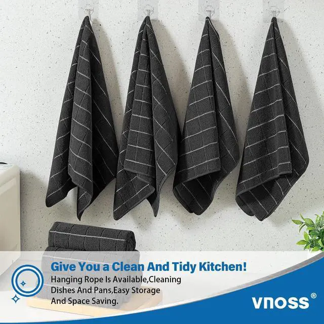 Alt view image 6 of 7 - Kitchen Towels, Super Soft Absorbent and Lint Free Dish Towels, Hand Towels for Washing Dishes, 4 Pack, 24 x 16 Inch, Black
