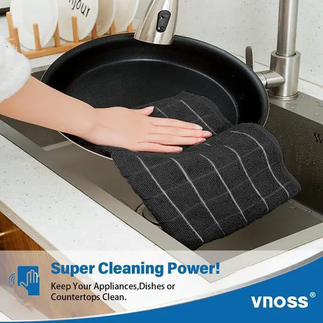 Alt view image 7 of 7 - Kitchen Towels, Super Soft Absorbent and Lint Free Dish Towels, Hand Towels for Washing Dishes, 4 Pack, 24 x 16 Inch, Black