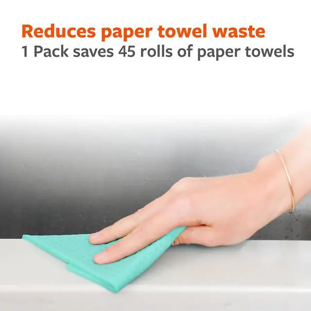 Alt view image 5 of 7 - Totally Plant-Based Sponge Cloths - Cellulose Sponge Cloths, Super Absorbent Dish Towels, Reusable Paper Towel Alternative, 100% Natural Plant-Based, 3-Pack, Multicolor