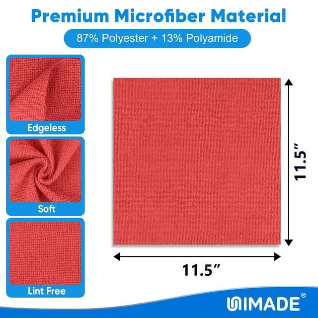 Alt view image 2 of 7 - Microfiber Cleaning Cloth, 20 Pack Reusable Microfiber Towels for Cars Lint Free Cleaning Shop Towel Rags for Home Kitchen Automotive Bar Mechanic Restaurant Garage, 11.5"x 11.5", Red