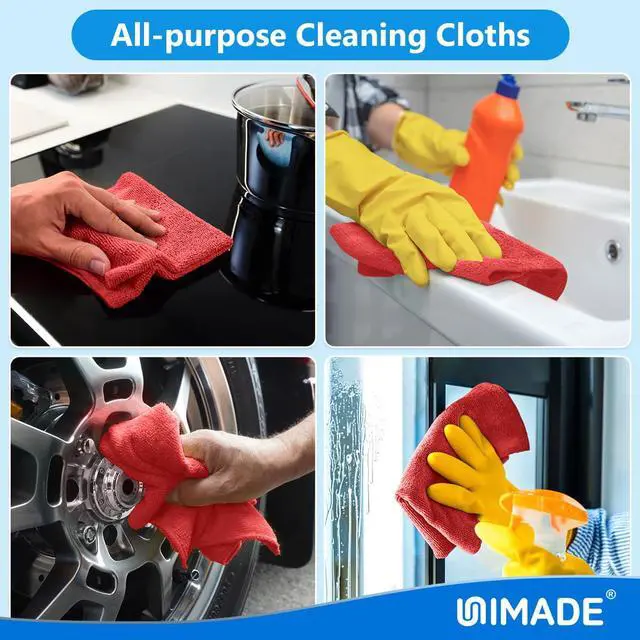 Alt view image 7 of 7 - Microfiber Cleaning Cloth, 20 Pack Reusable Microfiber Towels for Cars Lint Free Cleaning Shop Towel Rags for Home Kitchen Automotive Bar Mechanic Restaurant Garage, 11.5"x 11.5", Red