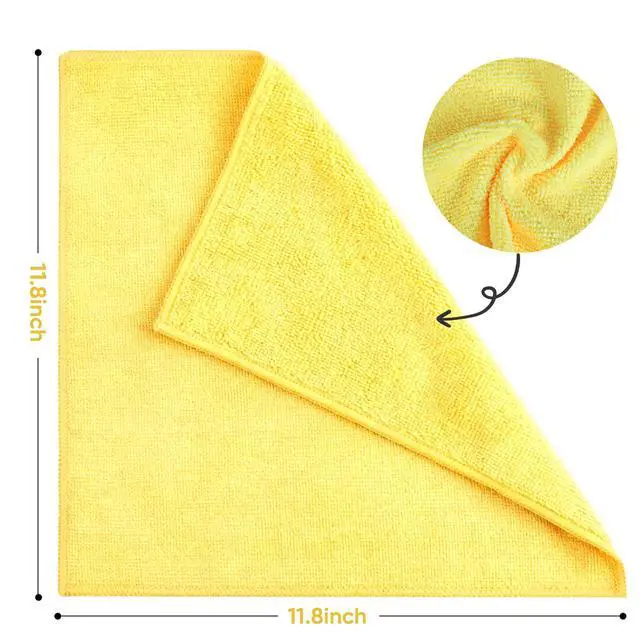 Alt view image 2 of 6 - 10 PCS Yellow Microfiber Cleaning Cloths, Highly Absorbent Microfiber Towels for Car, Kitchen, Bathroom and Household Cleaning, 11.8" X11.8