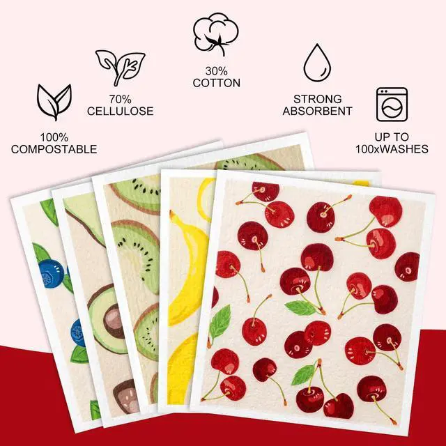 Alt view image 3 of 6 - 5PCS Swedish Dishcloths for Kitchen Reusable Paper Towels Absorbent Dish