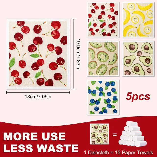 Alt view image 2 of 6 - 5PCS Swedish Dishcloths for Kitchen Reusable Paper Towels Absorbent Dish