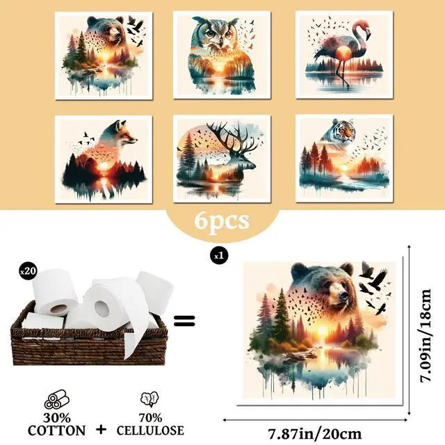 Alt view image 2 of 6 - Swedish Dishcloths for Kitchen, 6 Pcs Animal Bear Tiger Fox Pattern Swedish Dish Cloths, Reusable Absorbent Dish Towels for Kitchen Cooking Farmhouse Home Decoration Housewarming Gifts